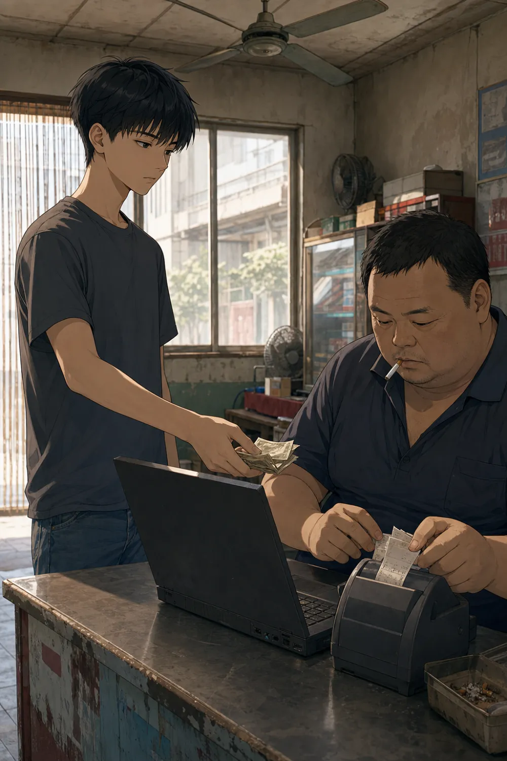 机器吐出四张票。老板连看都没多看他一眼。就这么简单。