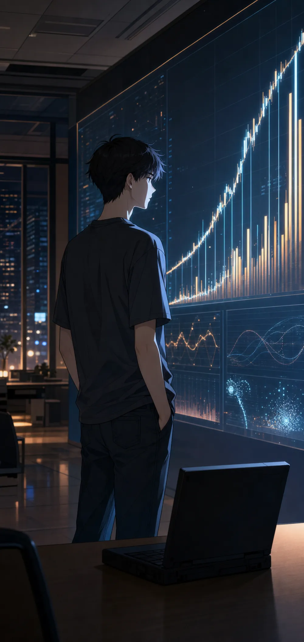 陆衍站在数据大屏前，看着那条几乎竖起来的营收曲线，心里异常平静。别人看到的是钱。他看到的是——粮，囤够了。