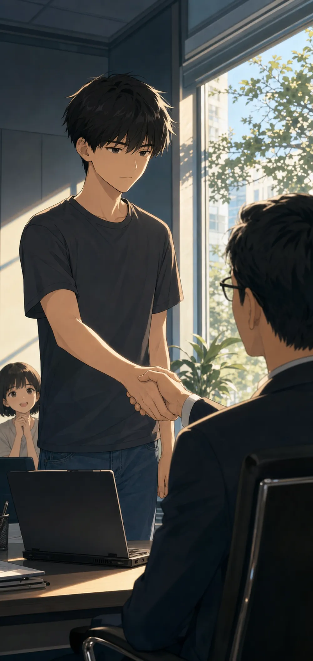 「下周一，九点，来上班。」四十分钟，一个人，决定了。