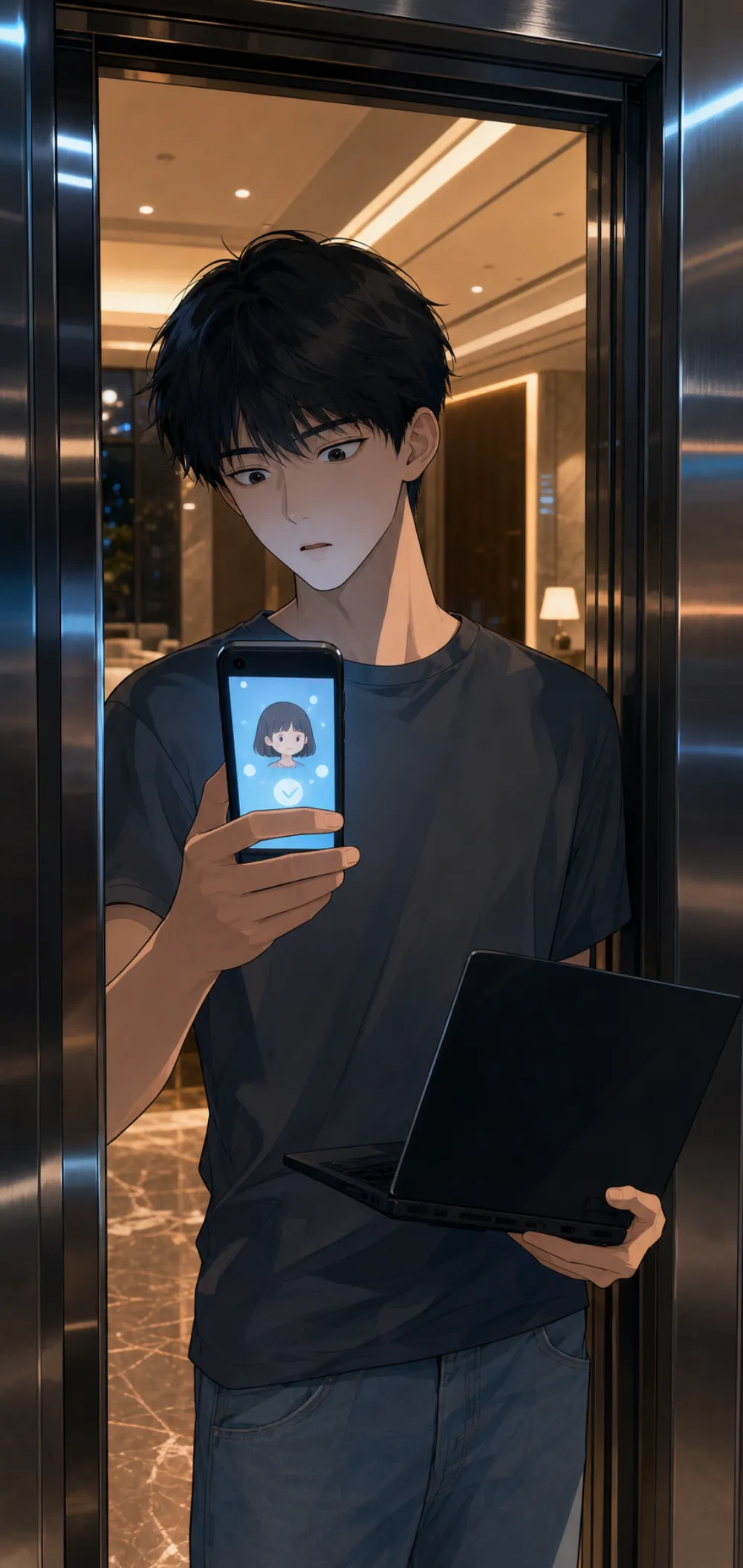 电梯门没有合上。